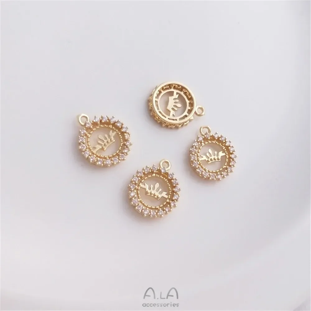 

14K gold clad zirconium crown rainbow small flower fish pendant DIY earring earring bracelet pendant