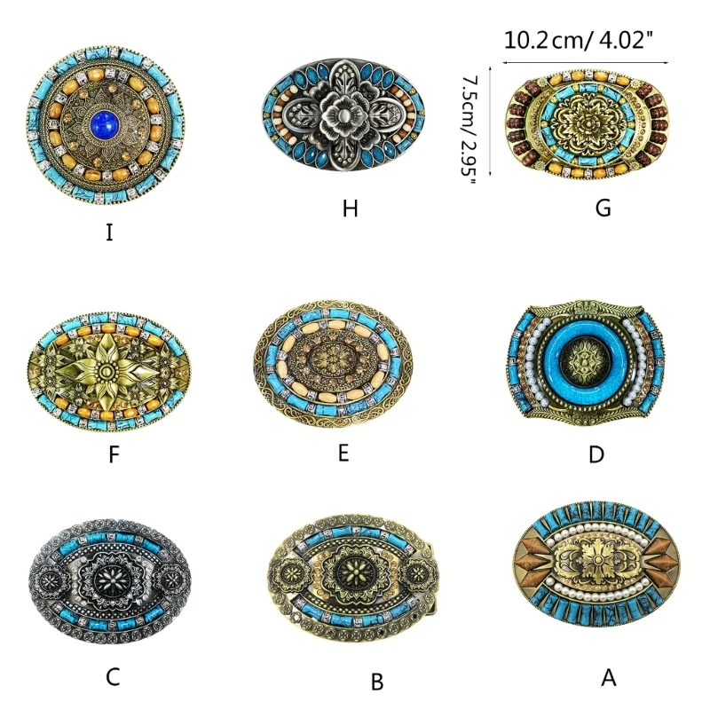 Ethnic Style Carved Floral Pattern Belt Buckle Adult Clothing Accessories Western Style Buckle for DIY Belt Supplies