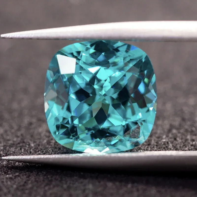 Im Labor gezüchteter Saphir Paraiba quadratisches Kissen VVS1 Charms DIY fortschrittliche Materialien zur Schmuckherstellung wählbares AGL-Zertifikat