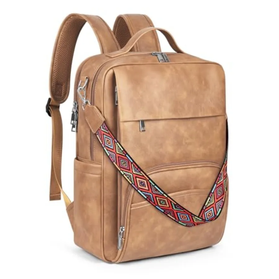 

SYTRAH Leather Laptop Backpack, 15.6 Inch Business Computer Bag, Designer College Backpack Travel Backpack with Colorful Should