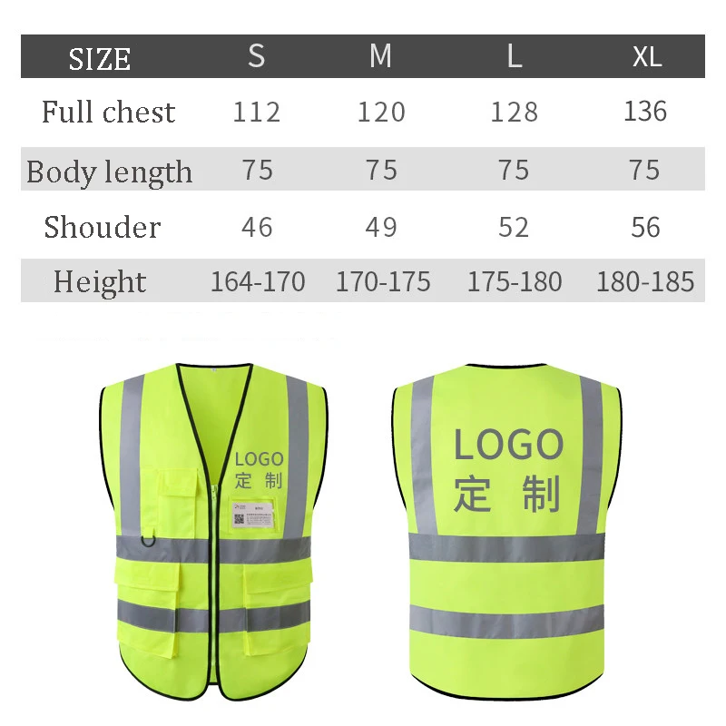 Reflective Safety Vest with Pockets for Work Riding Running Cycling Patrol Security Vest