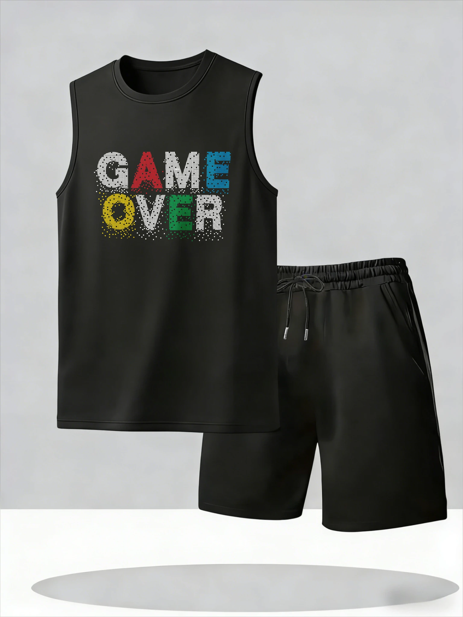 

Men's Tank Top Sets 2026 Summer Thin Quick Dry seaside beach running Tracksuit men oversize Breathable sports two-piece crewnec