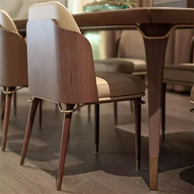 Home Designer Backrest,high-end Dining Table And Chair Simple Dining Chair Light Luxury Hotel Italian Style Leather Chairs - view 3