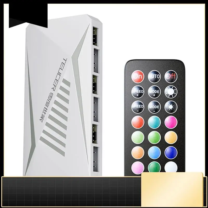 

N33R-TEUCER LP-6P ARGB PWM-концентратор 3 в 1, 6-полосный контроллер разветвителя, 4-контактный ШИМ-контроллер освещения для корпуса ПК, охлаждающие вентиляторы