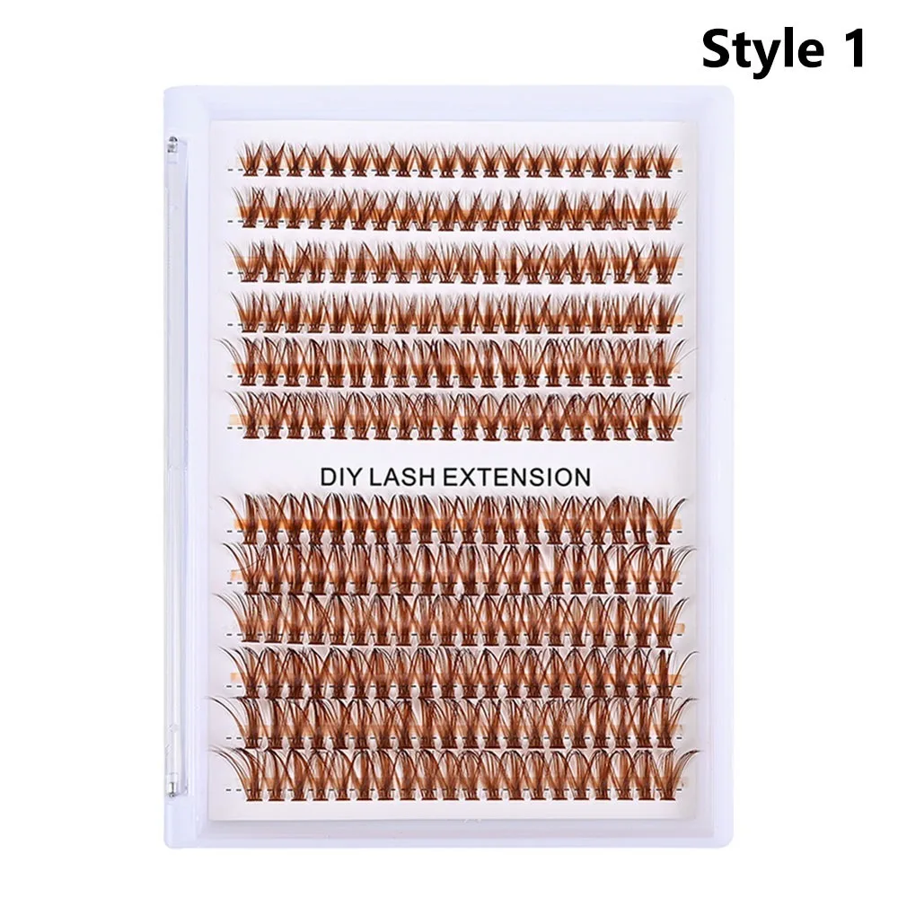 Pestañas segmentadas de un solo grupo, aspecto Natural, pestañas de injerto DIY reutilizables, pestañas individuales suaves y esponjosas marrones