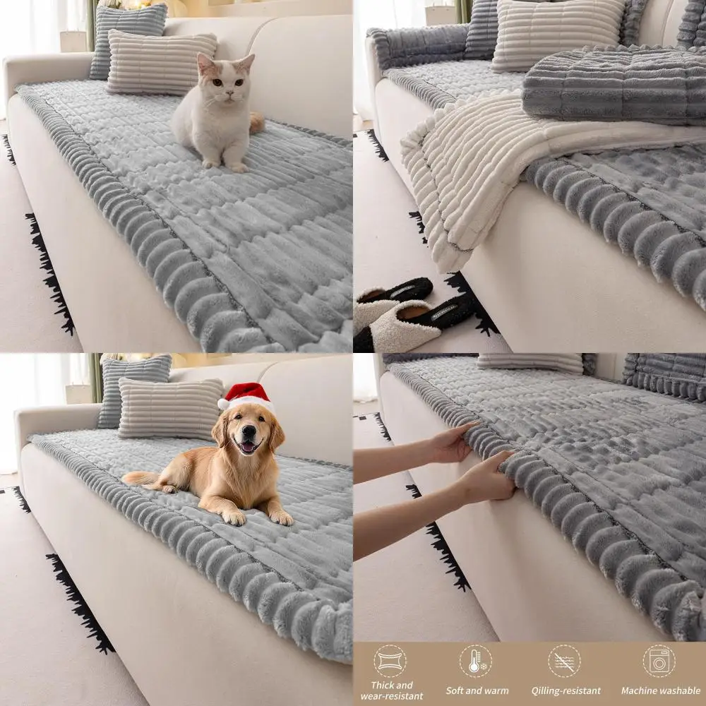 

Моющийся, нескользящий, износостойкий чехол для дивана, подходящий для собак, с 3 подушками (светло-серый, 70 x 210 см)