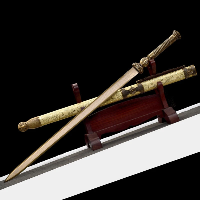 Special Chinese Tang Sword,Golden Blade,High Manganese Steel Non Sharp,Home Decor Swords,Metal handle,Wooden Sheath - view 3