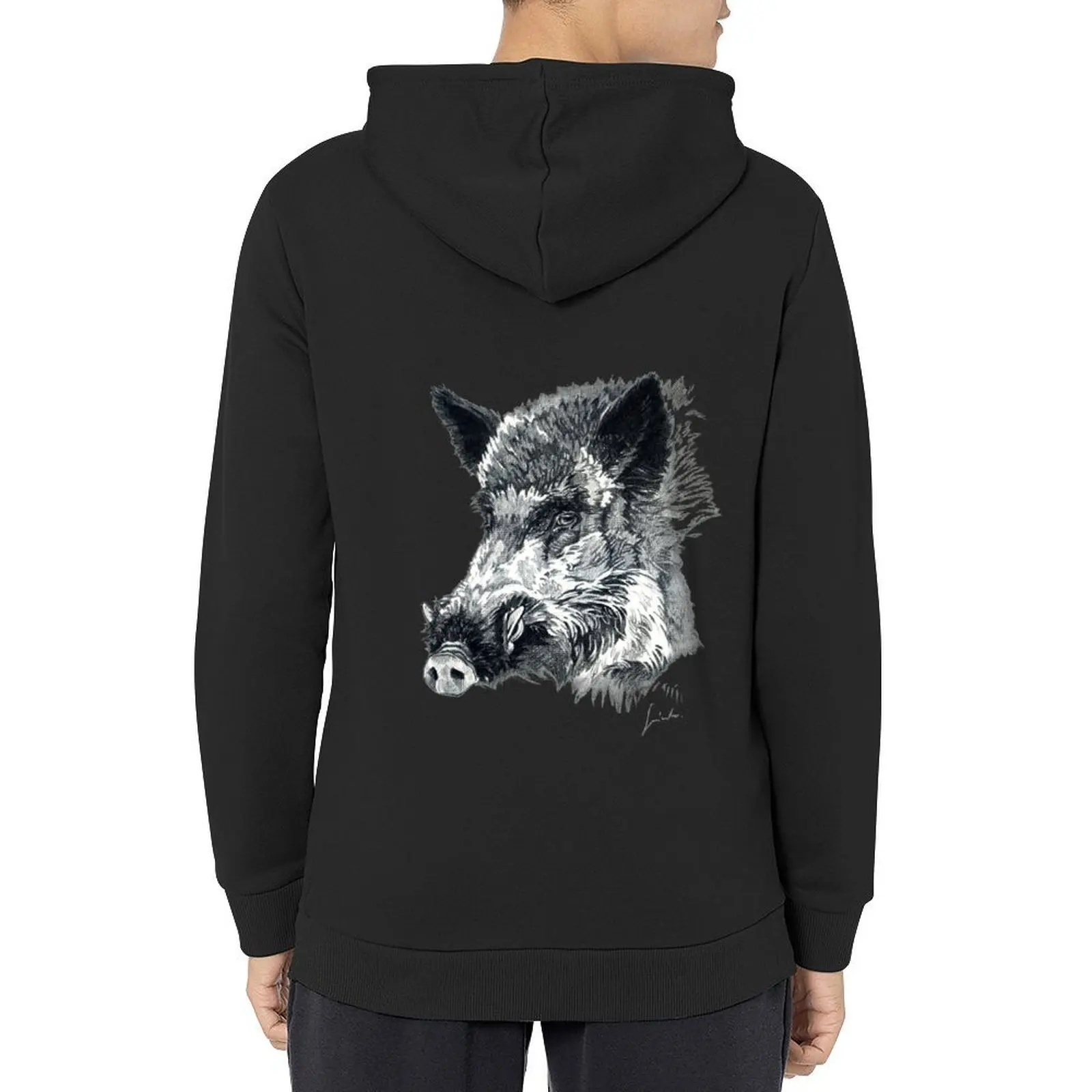 

Wild boar head drawing Hoodie autumn men wear men's sweat-shirt graphic hoodie