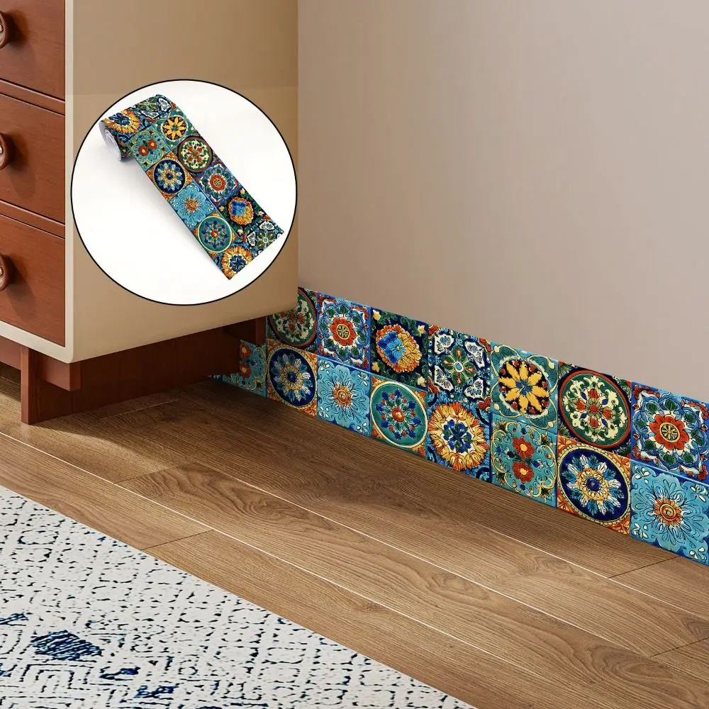 European Style Ceramic Wall Stickers Self-Adhesive Waterproof Backsplash Tile Stickers Easy Install Peel & Stick