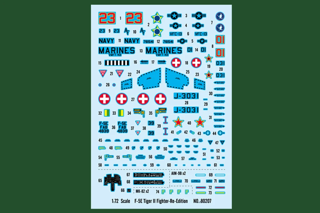 Hobbyboss 80207 1/72 Skala USA F-5E Tiger II Model myśliwca Zabawka kolekcjonerska Zestaw plastikowych modeli do składania