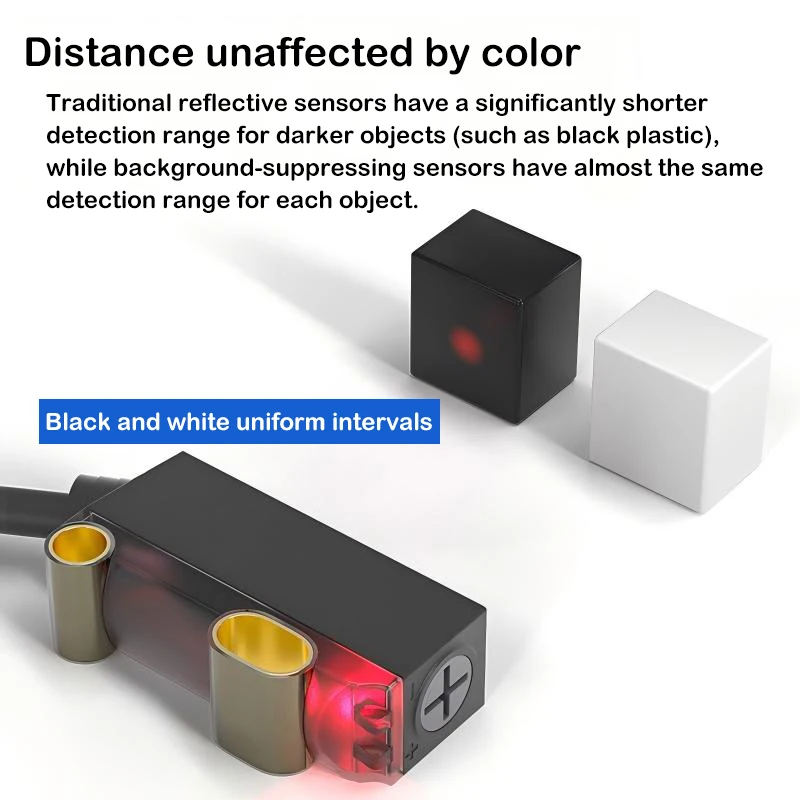 Small background suppression photoelectric switch, square induction switch, diffuse reflection sensor, black and white, equal di