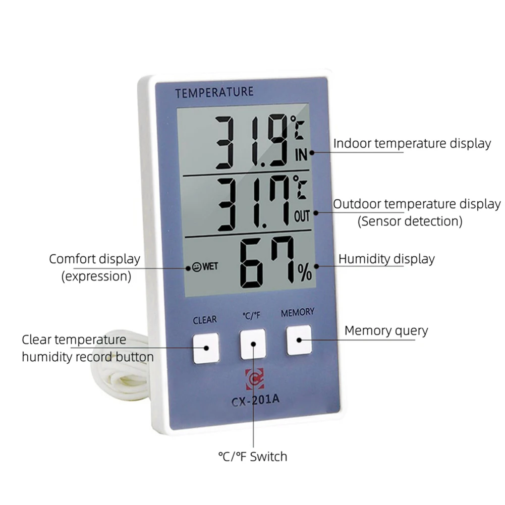 LCD Digital Thermometer Hygrometer Temperature Indoor Meter Sensor Convenient Humidity Meter Gauge Instruments Weather Station