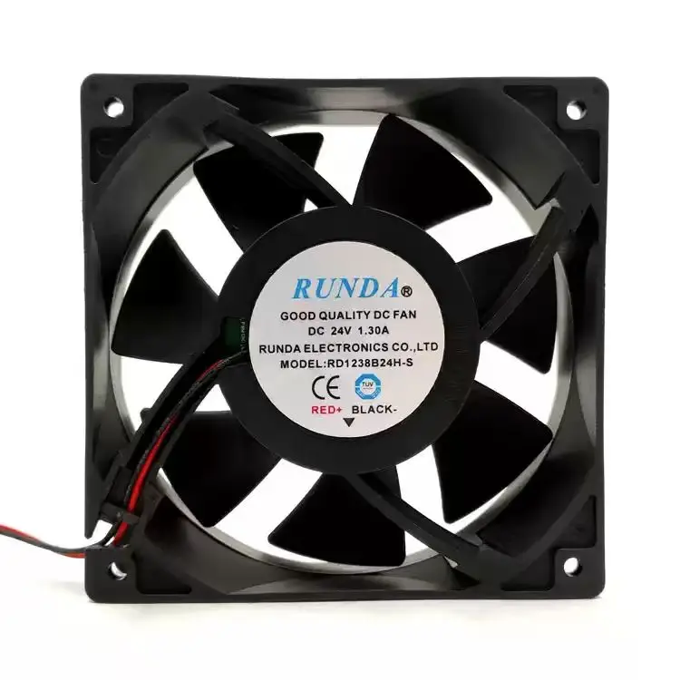 Ventilador de Refrigeración de Alto Flujo de Aire RD1238B24H-S DC 24V 1.3A 12038 120x120x38mm de 2 Cables para Servidor, Inversor, Enfriador Axial Industrial