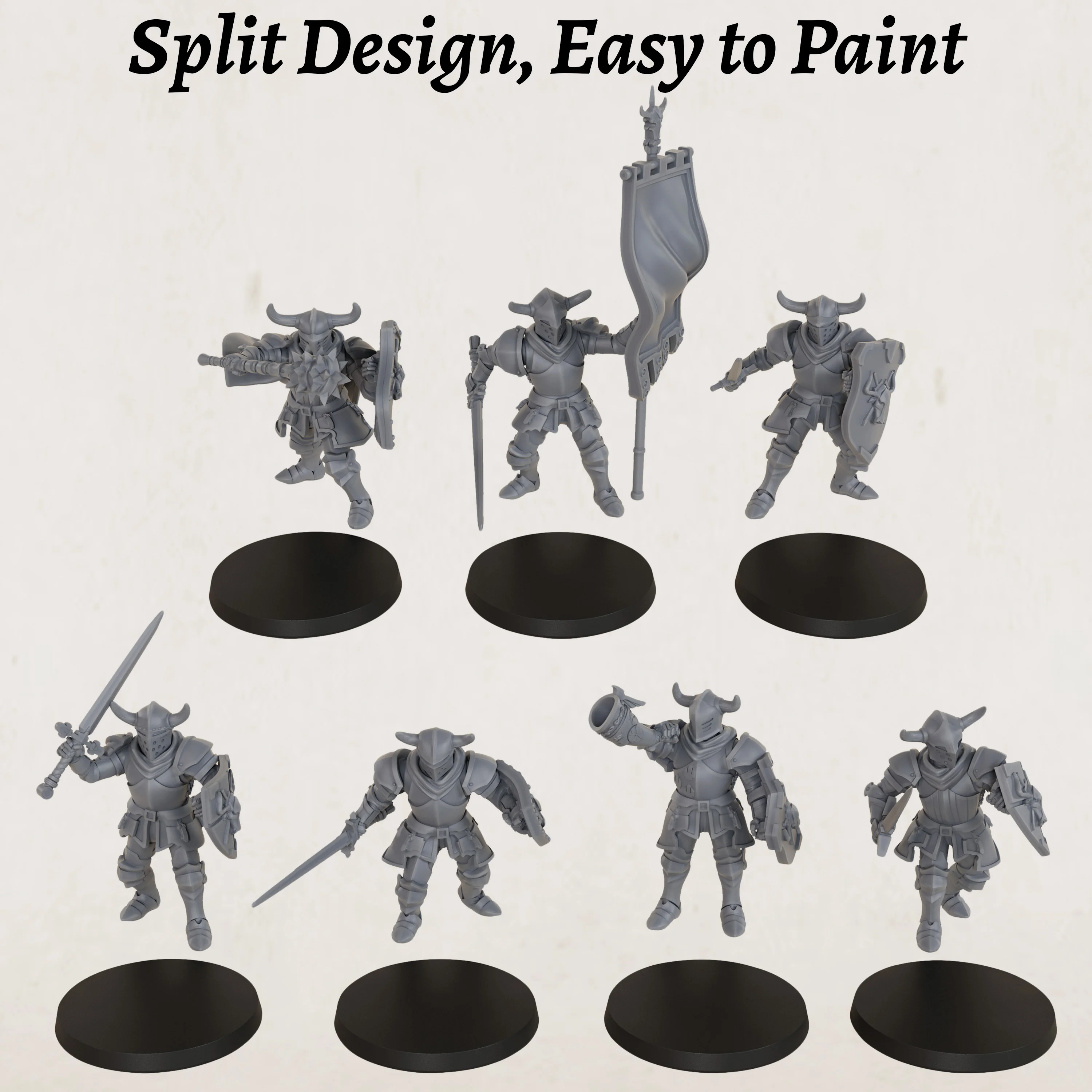 RPG Taurus Knights Miniature Set – 25mm 1:64 Scale, TTRPG NPC Figures, Gift for Legendary Royal Knight Order & Expeditions view 6