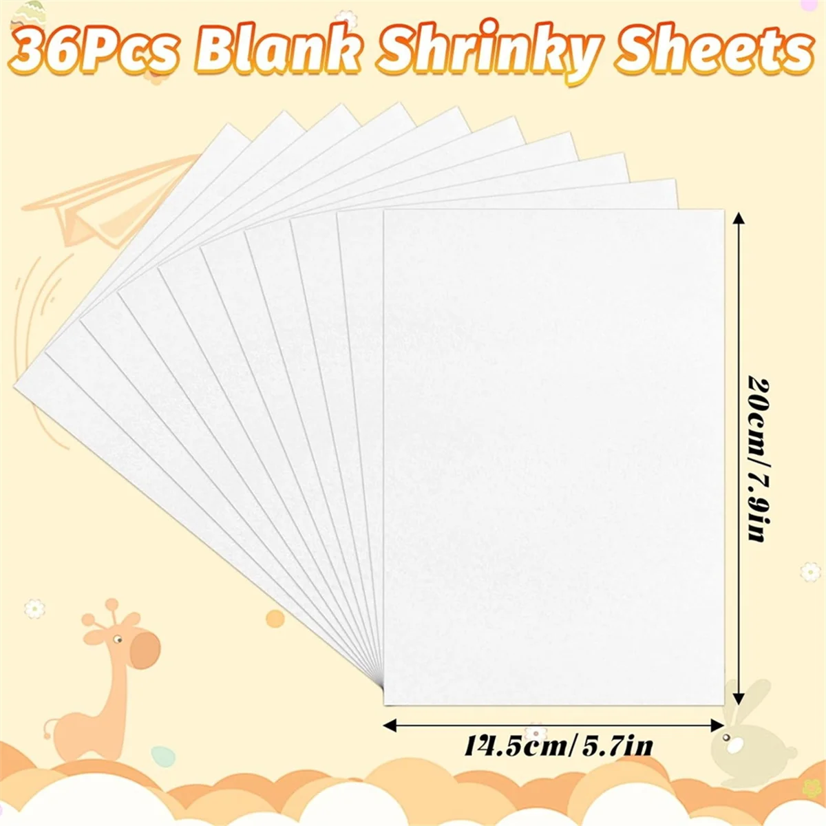 36 Pieces Heat Shrink Plastic Sheets, Heat Shrink Paper Blank Shrinky Film Sheets for Kids CreativeCraft