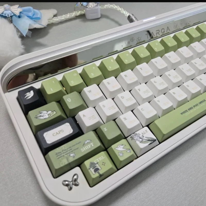 White Bird Post Office PBT Keycaps Set 138 Key 5-Side Dye-Sub Cherry Profile Keycaps for Mechanical Keyboard Game Accessories