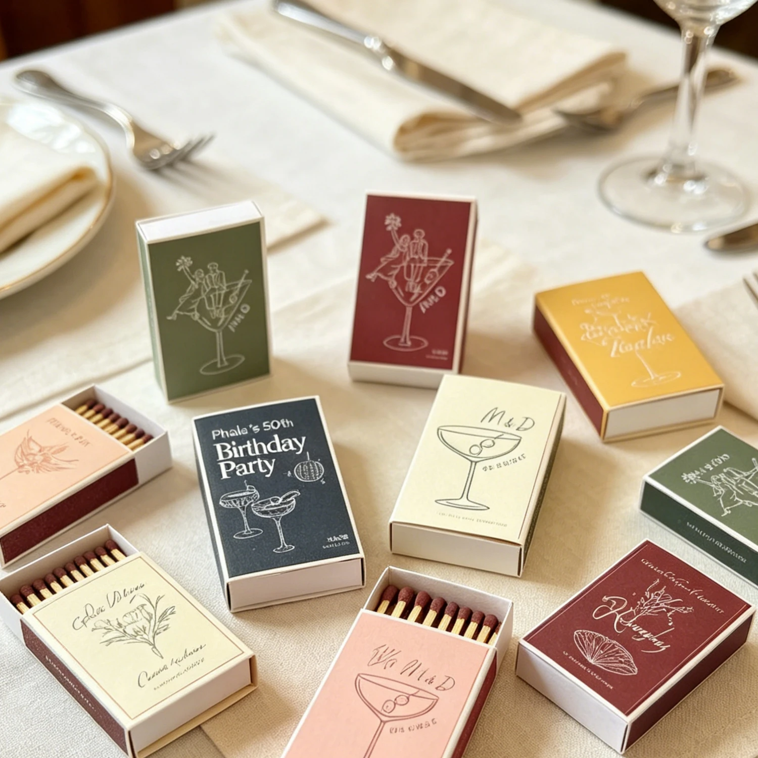 Let'S Party Event Supply - パーソナライズされた金箔「Let Love Sparkle」箔押しマッチ箱 結婚式プチギフト 婚約 誕生日