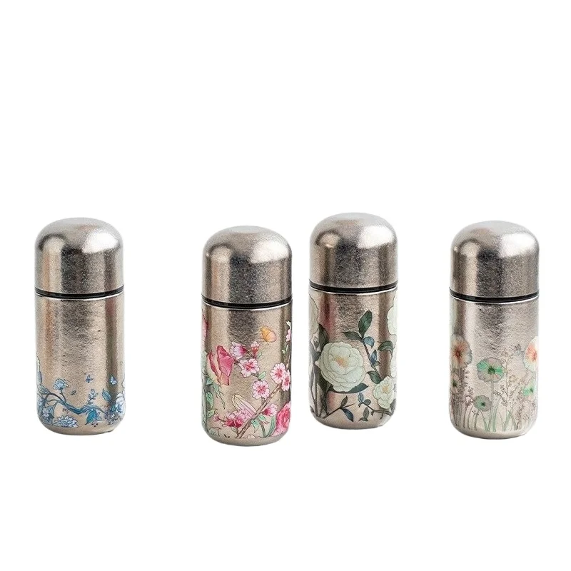 Pure titanium mini thermos cup pocket  high value girls portable water  titanium