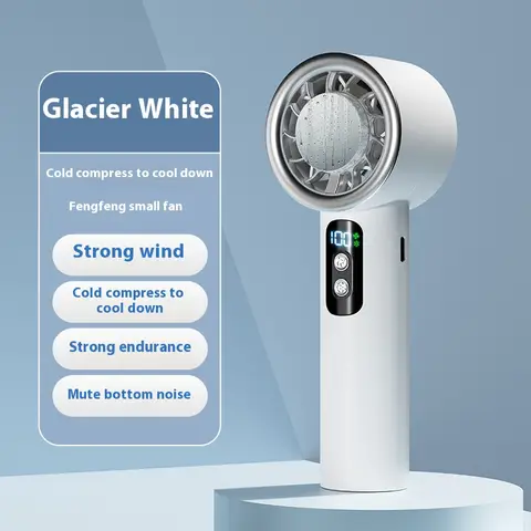 Summer Portable Ice Compress Handheld Turbine Fan 5 Speed ​​Adjustable Mini Personal Fan Rechargeable Battery Powered Fan
