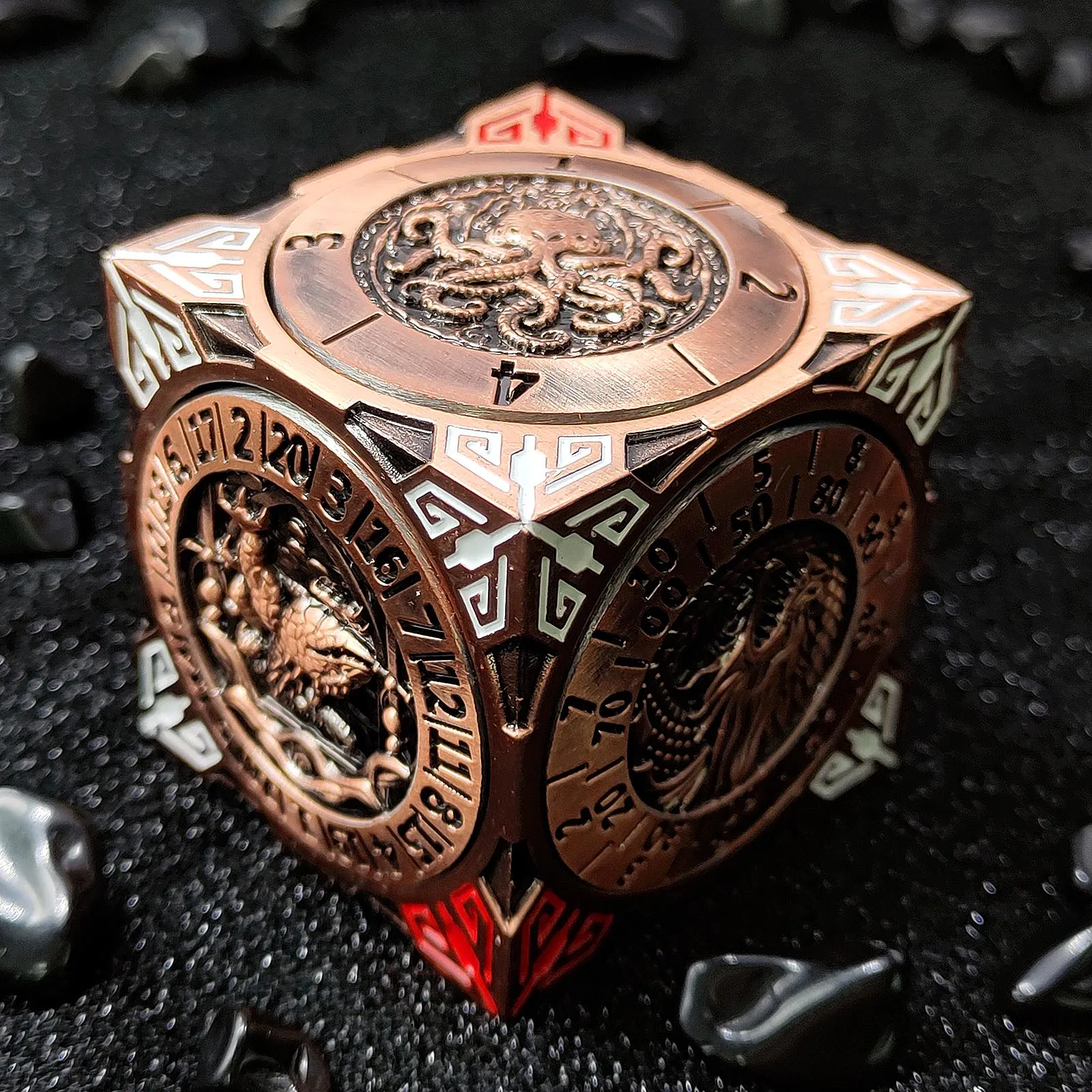 كوكب صغير معدني الروليت الغزل DND النرد للزنزانات والتنينات RPG ثلاثية الأبعاد الإغاثة كول متعدد السطوح لعب الأدوار لعبة النرد المعدني
