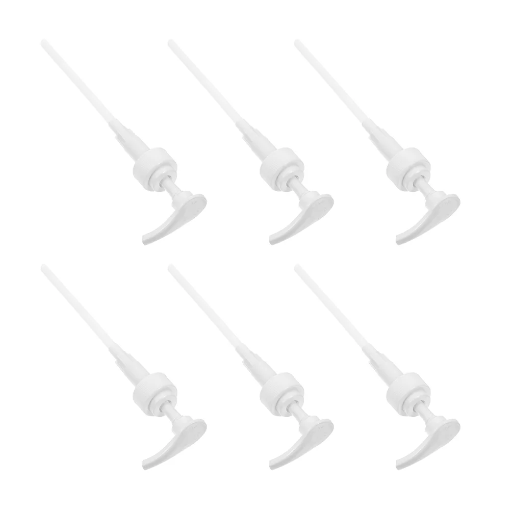

6 Pcs Dispenser Pots Lotion Pump Hand Soap Shampoo Bottle White Plastic