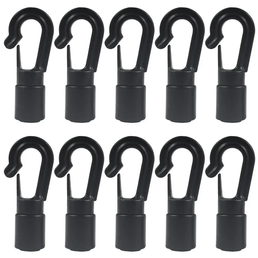 10Pcs Plastic Kayaking Cord Hooks Quick Connect Bungee Shock Cord Hanging Ends Clip for Canoe Boats Dinghy DIY Elastic Cord Rope