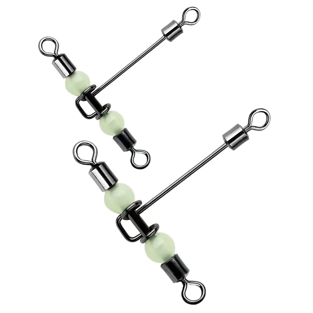 10Pcs Fishing 3-Way Connector Stainless Steel Bait T-Shape Quick Connector Luminous Anti Entanglement Fishing Gear Accessories