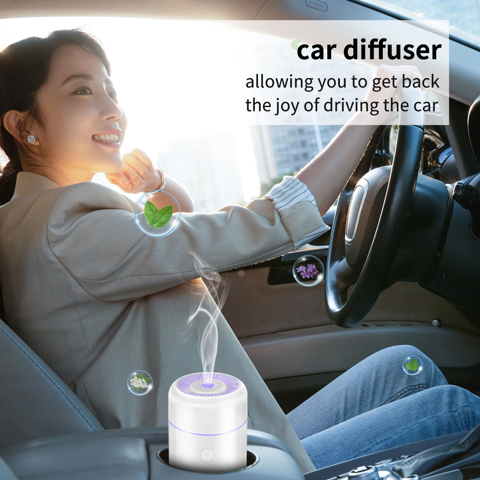 100ML Car Air Humidifier Portable Mini Spray Mist Humidifier with LED Light USB Powered Essential Oil Difffur Bedroom and Travel