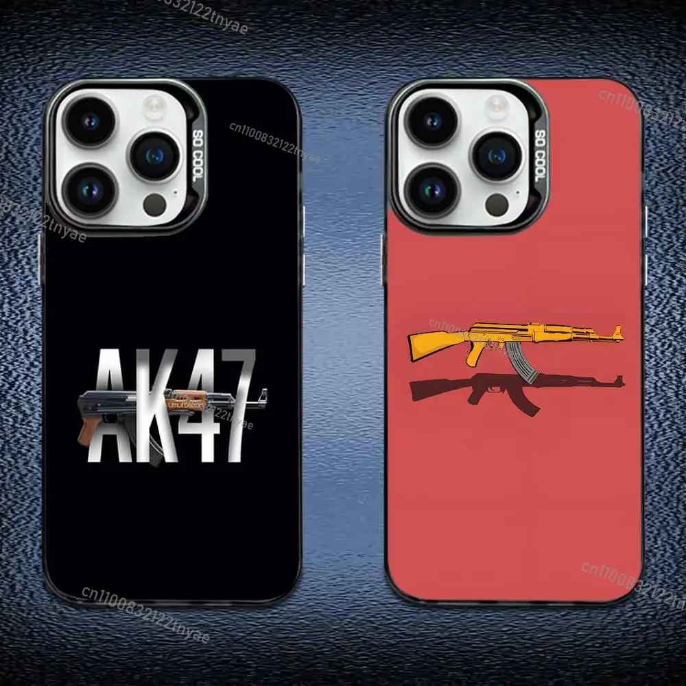 

Ak-47 King of Guns Phone Case For iPhone 17,16,Pro,Max,e,15,14,Plus,13,12,Mini,11, Matte Colored Silver Luxury Cover