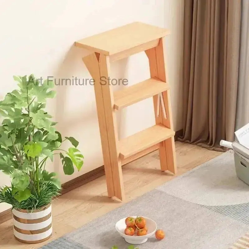 Stools Bar Portable Compact Folding Step Mini Decorative Bamboo Step Ladders Lightweight Indoor Escalera Plegable Home Furniture