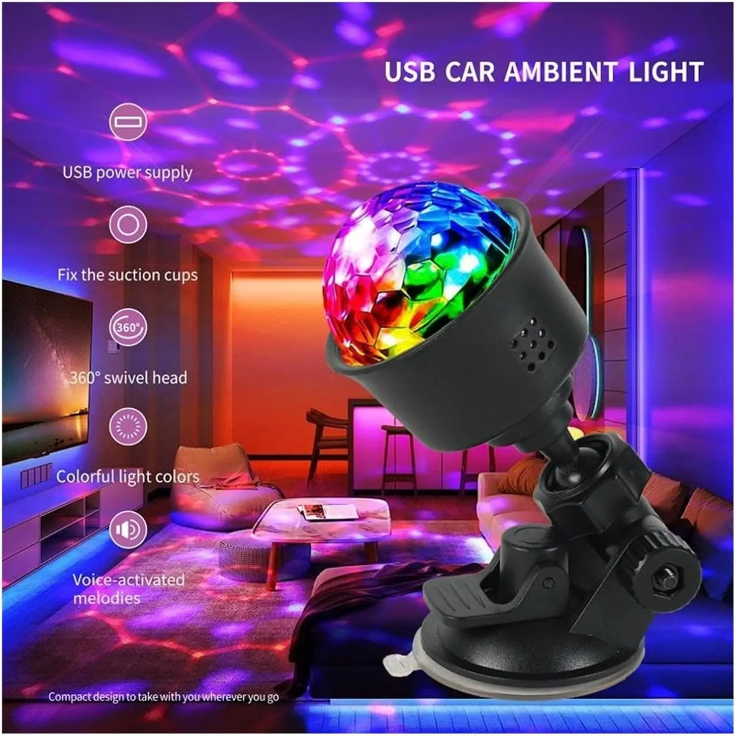 USB Powered Rotating Multicolor Projector Night Light