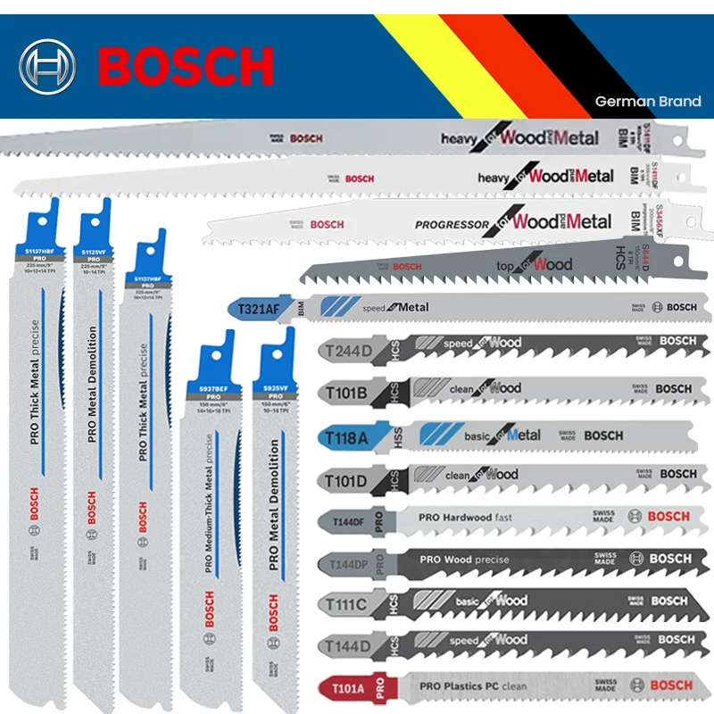 20 Styles BOSCH Reciprocating Saw Blades Bi-Metal HCS Saber Saw Blade For Wood Metal Plastic Demolition Universal Sawzall Blades