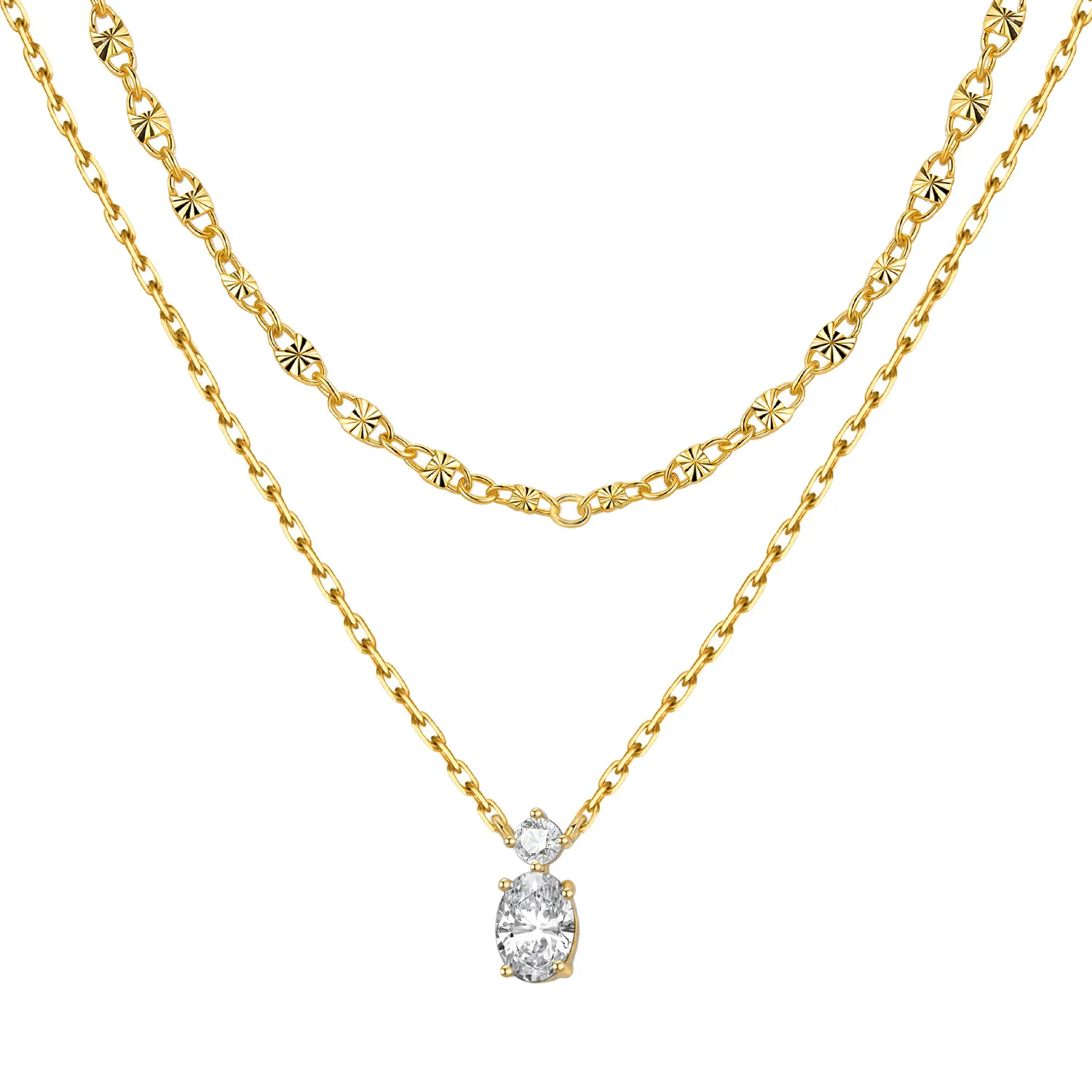 Orstarry 925 Sterling Silver Exquisite Zircon Double-layer Necklace Pendant Necklace for Women Birthday Gifts Fine Jewelry