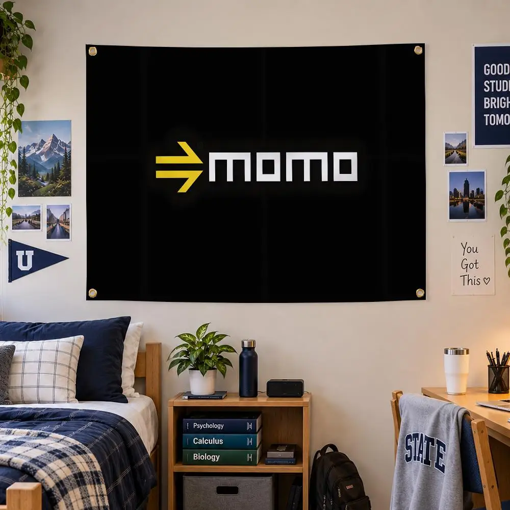 MOMO Steering Wheel Racing Gear Flags Personalized Banner Flag Room Dorm Camping Picnic Garage Bar Outdoor Wall Decor view 3