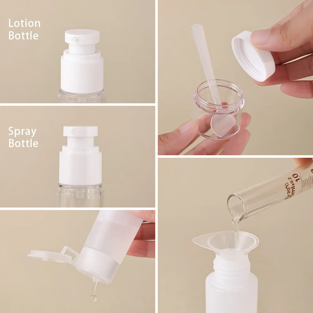 7-delige reisflessenset lekvrije hervulbare samendrukbare containers voor toiletartikelen met doorzichtige ritssluiting toilettas voor lotion