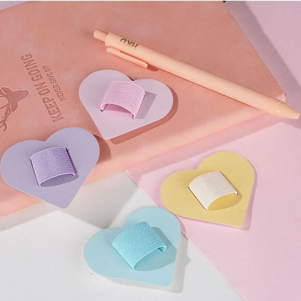 Notebook Self-adhesive Pen Holder Heart-Shaped Macaron Color for Notebook Tablet Computer Shell Elastic Ring Office Supplies