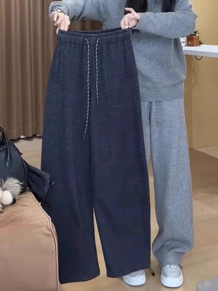 Pantaloni casual autunno inverno foderati in Fce da donna taglie forti Pantaloni dimagranti a vita alta larghi a gamba larga pera scimmia