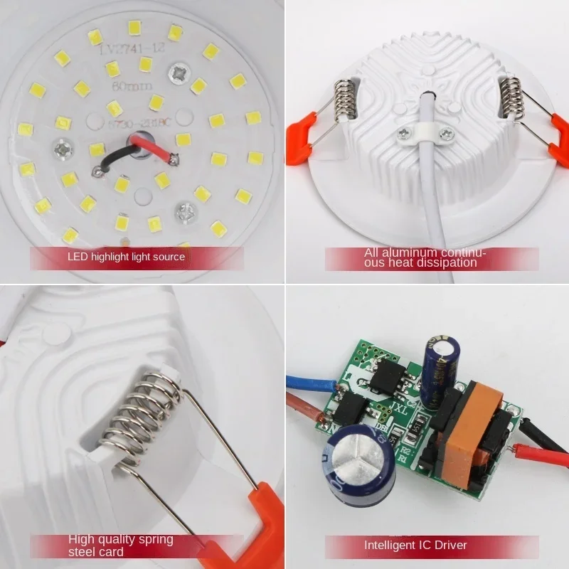 Led downlight embedded ceiling lamp living room hole lamp household 3w5w hole lamp ultra thin ceiling barrel lamp 12W spotlight