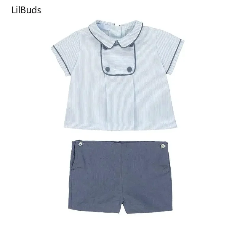 

2025New Boy Sets Summer Children Clothing Newborn2PCS British Clothes Baby Boy Shirts and Shorts Suit Pure Cotton Handsome
