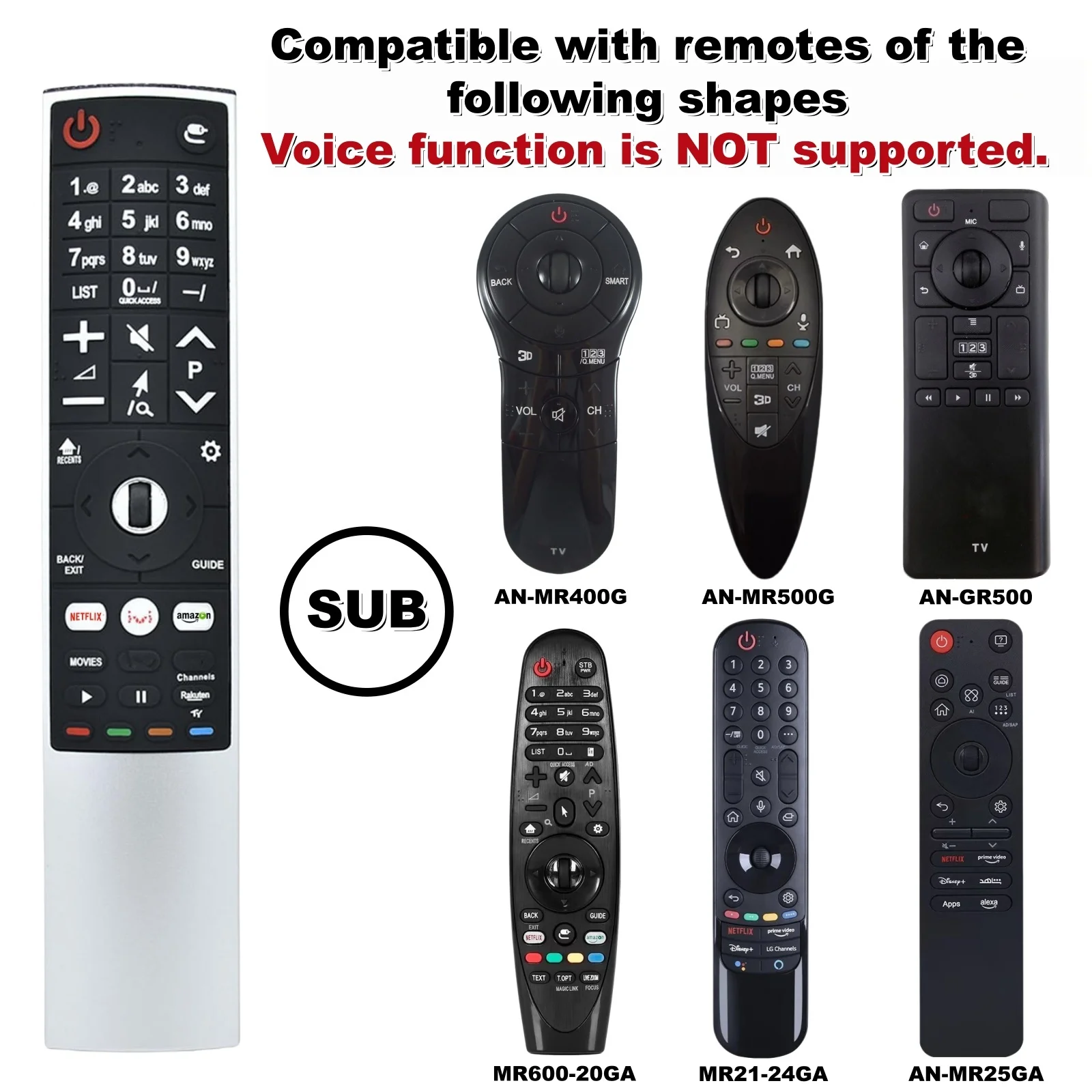 AN-MR700 Magic Remote for L-G Smart TV,Compatible with L-G MR400-650G MR18-19BA MR20-24GA With pointer function (No voice)
