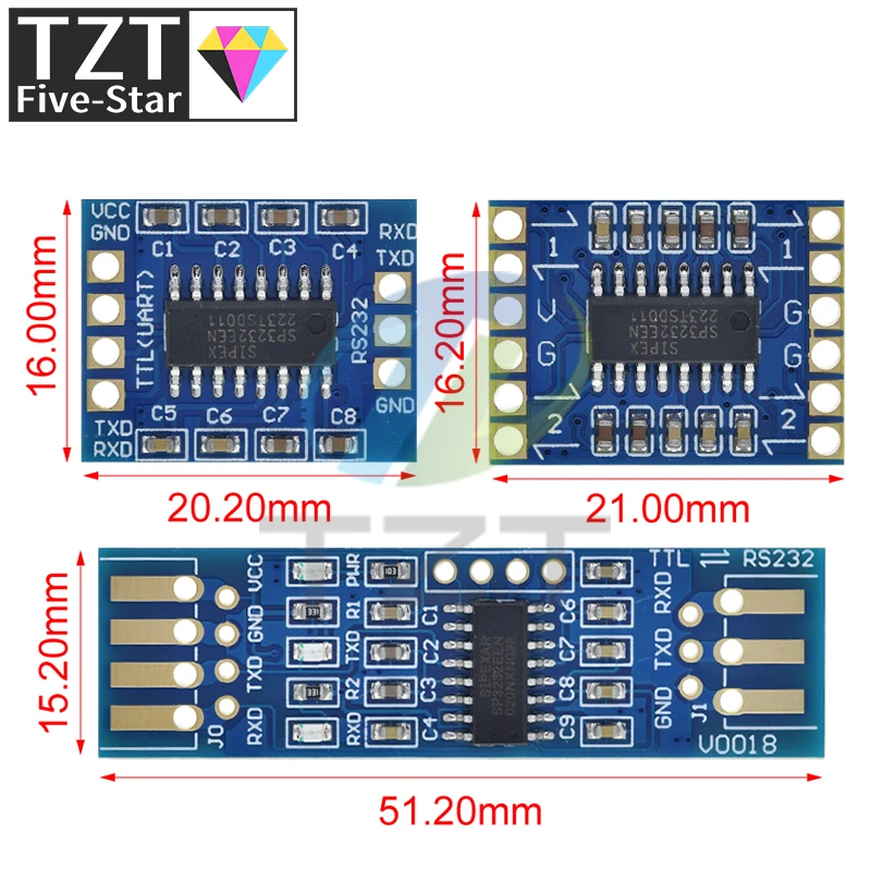 TZT RS232 SP3232 TTL to RS232 Module RS232 to TTL Brush Line Serial Port Module