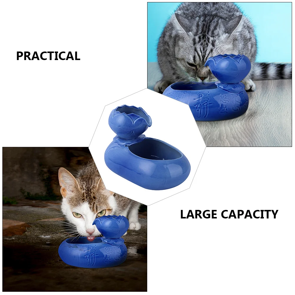 

1Pcs Cat Waterer Ceramic Retro Lotus Shape Large Capacity Durable Stable Anti-Overturn Pet Drinking Bowl Creative Design