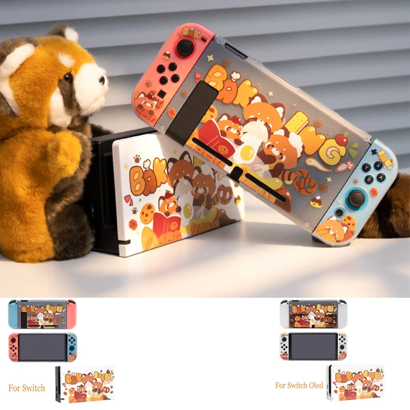 Cookie Bear Hard TV Dock Cover Stand Charger Crystal Shell for Nintendo Switch Oled Joy-Con Controller TPU Soft Protector Case