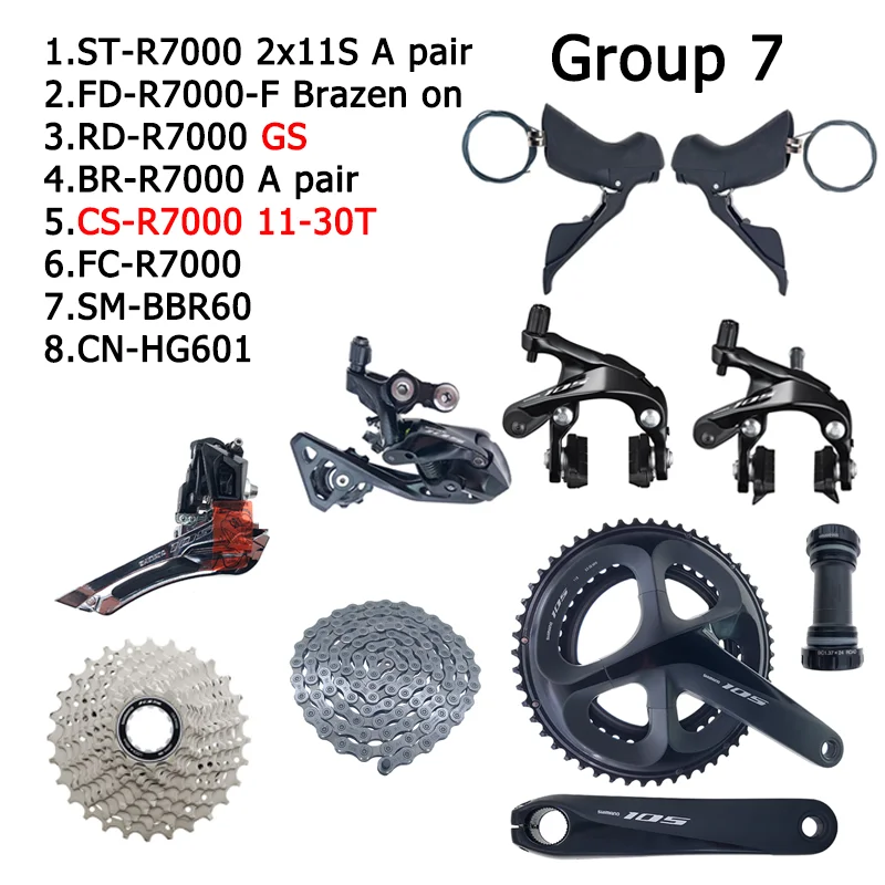 Shimano-シフトレバーのペア,105 r7000 11sグループ2x11s,11v rd r7000