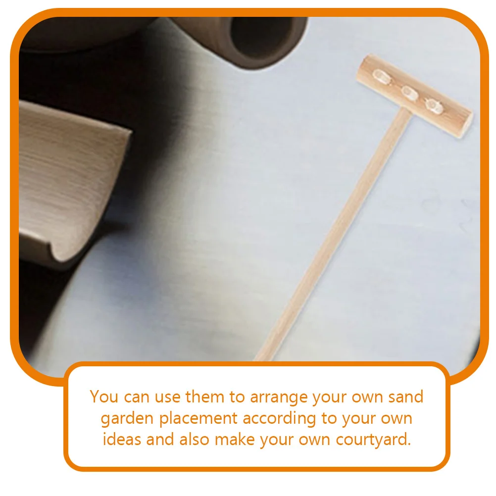 6個入り竹製砂かきミニレーキ、砂場用ガーデンツール、デスクトップ禅庭レーキセット、クリエイティブな装飾景観ツール