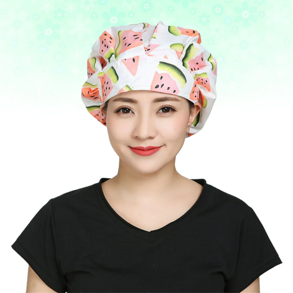 

Kitchen Sweat Absorbing Hat Watermelon Printing Adjustable Cotton Nurse Work Head Protector