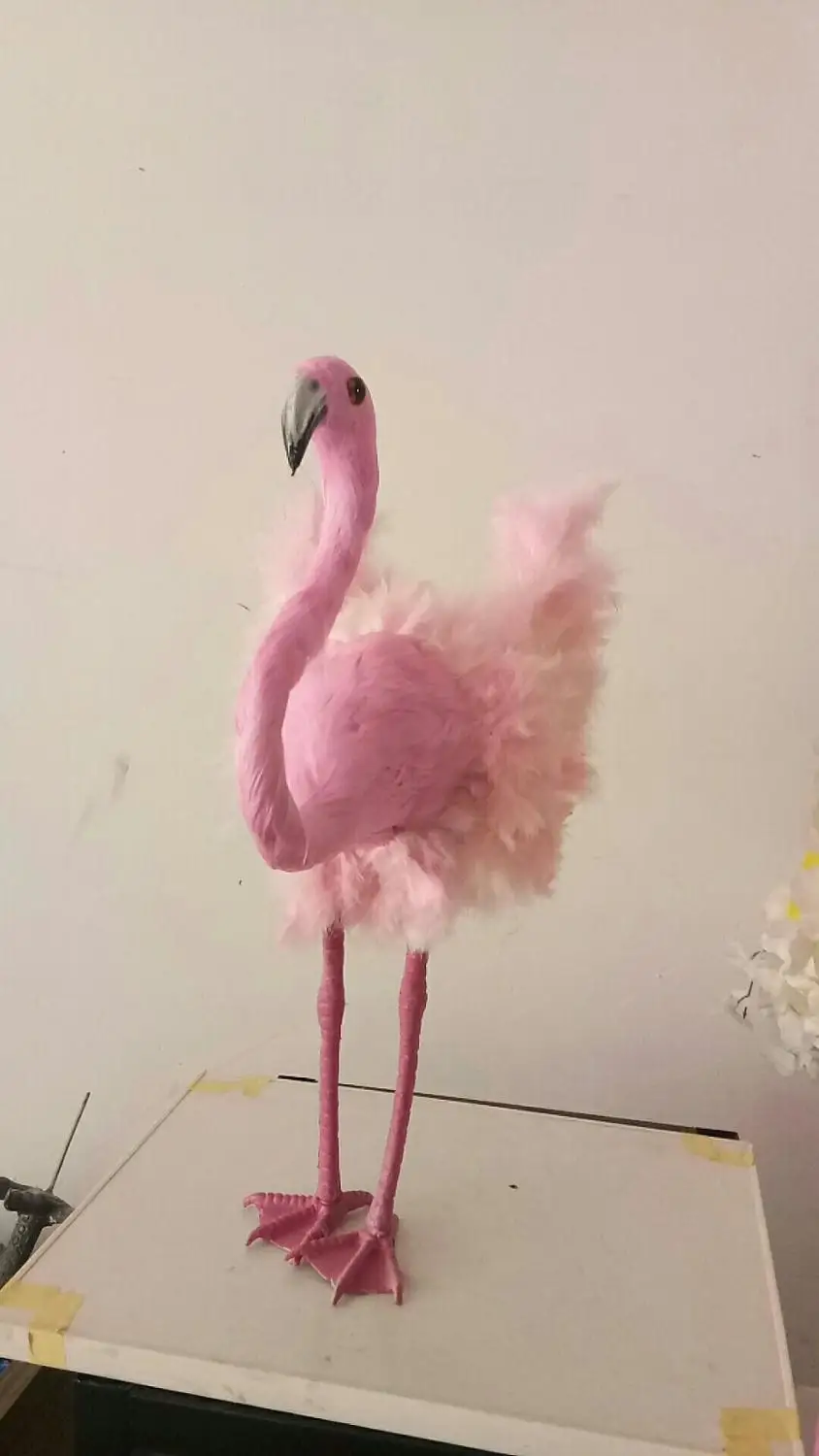 creative simulation Flamingo model foam&feather hot pink Flamingo doll about 48cm