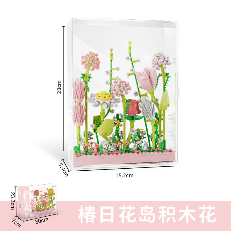 Hot selling block bouquets for children's puzzle assembly toys, creative eternal flower ornaments, photo frames, DIY toys