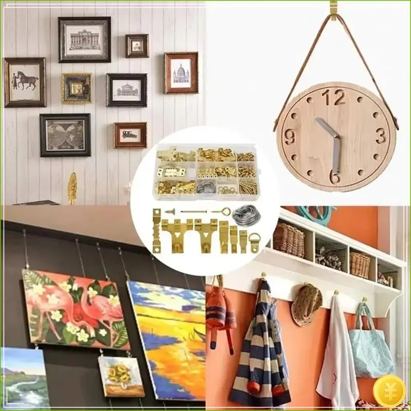 282Pcs Metal Photo Hook Photo Frame Hanging Mounting Accessories Multi-Purpose Clock Wall Drawing Hanger Kit