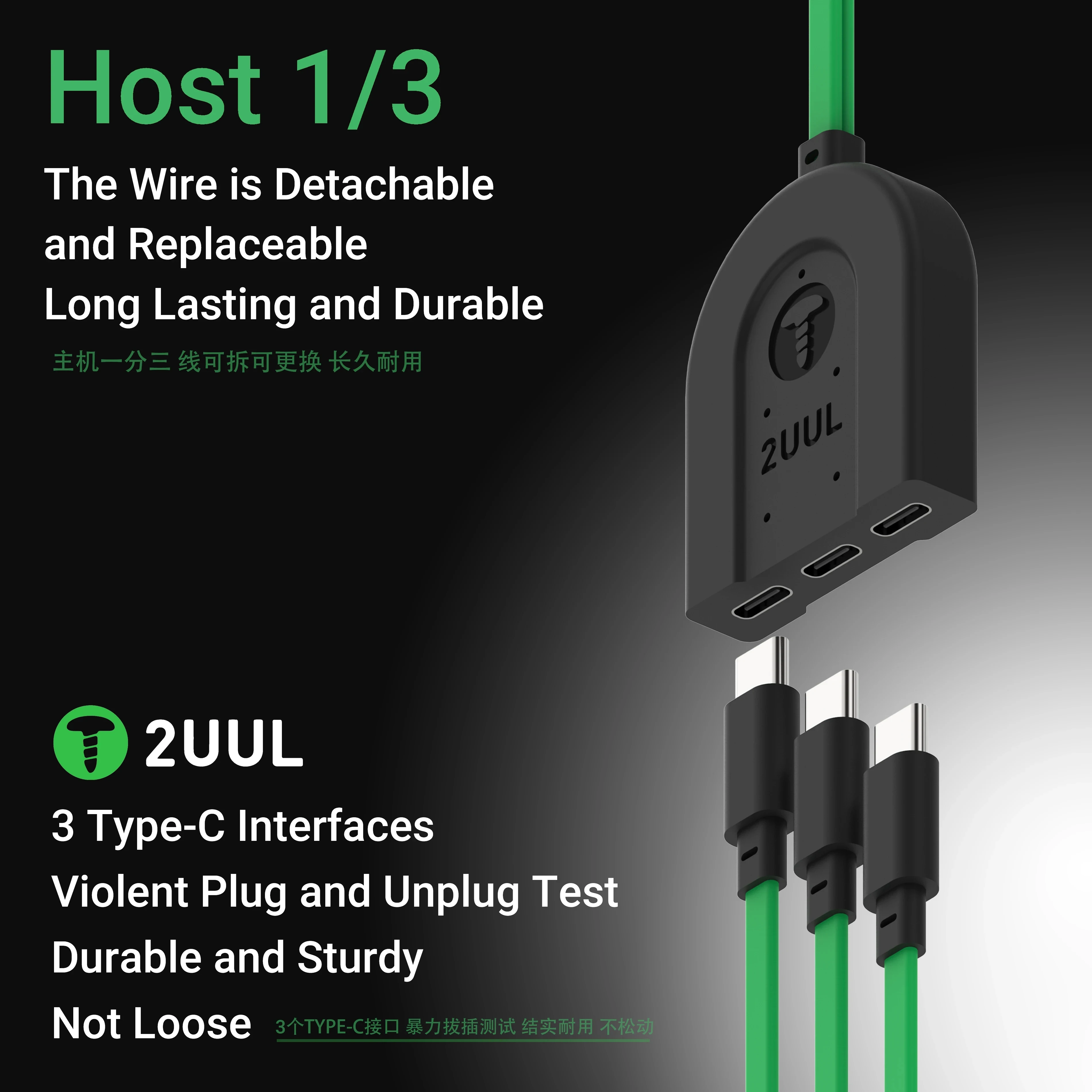 2UUL PW02 Data Startup Power Boot Cable Multi 3 Type-C Interface Efficient Detection for iPhone 6-16PM Android Repair Test tools